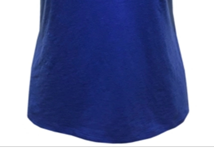 JM Collection Women's Mixed Button Top Blue Size Medium