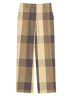 Theory Women's Cropped Straight-Leg Plaid Pants Brown Size 2
