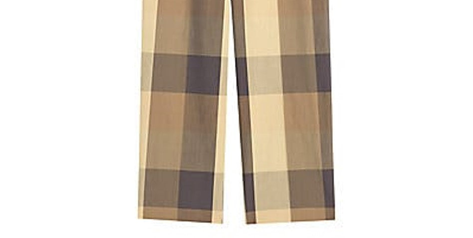 Theory Women's Cropped Straight-Leg Plaid Pants Brown Size 2