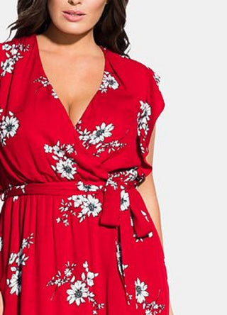 City Chic Women's Trendy Plus Floral Love Maxi Dress Red Size 18W