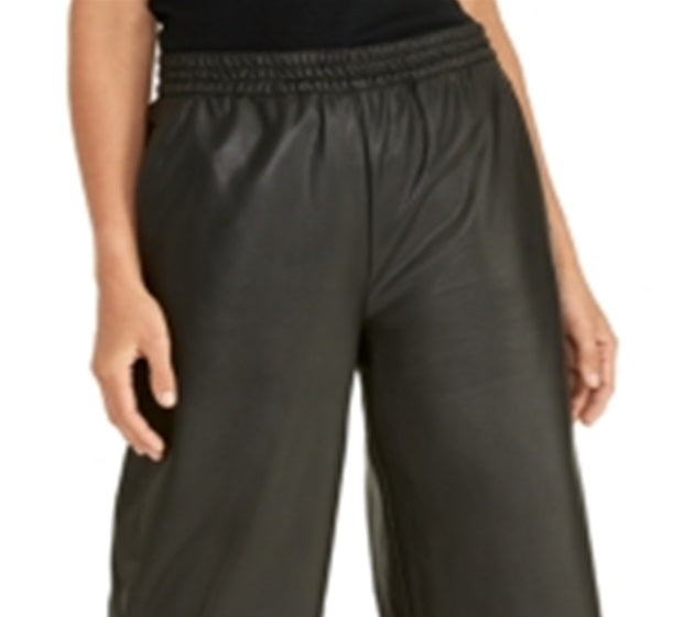 Rachel Rachel Roy Women's Jaz Cropped Pants High Rise Faux Leather Black Size M