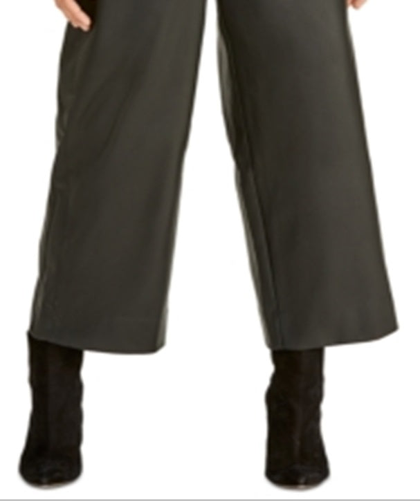 Rachel Rachel Roy Women's Jaz Cropped Pants High Rise Faux Leather Black Size M