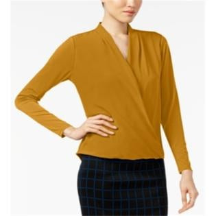 Alfani Women's Surplice Top Yellow Size Petite S