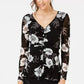 Inc International Concepts Women's Petite Front-Ruched Tie-Hem Top Black Size Petite Large