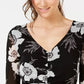 Inc International Concepts Women's Petite Front-Ruched Tie-Hem Top Black Size Petite Large