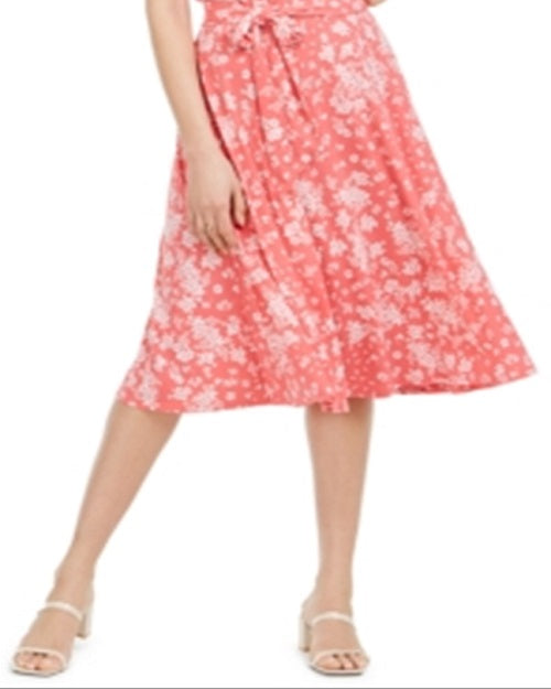 Charter Club Women's Floral-Print MIDI Knit Dress  Red Size XL
