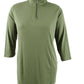 Karen Scott Women's Cotton Half-Zip Mock-Neck Top  Olive Sprig Green Size XL