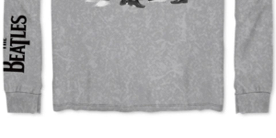Hybrid Men's Long Sleeve Beatles Graphic T-Shirt Gray Size Large