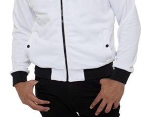Kenneth Cole Men's Mixed Media Mock Neck Track Jacket White Size X-Large