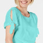 Karen Scott Women's Tie Sleeve Top Blue Size Large