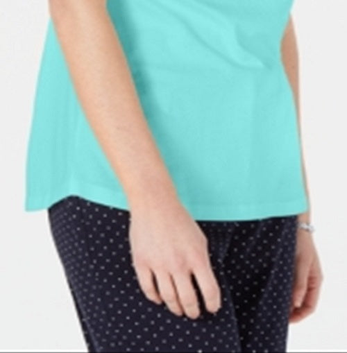 Karen Scott Women's Tie Sleeve Top Blue Size Large