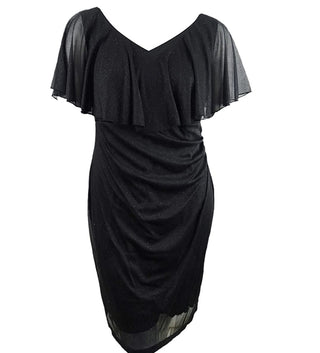 Connected Women's Plus Size Metallic Popover Dress Black SIze 14W