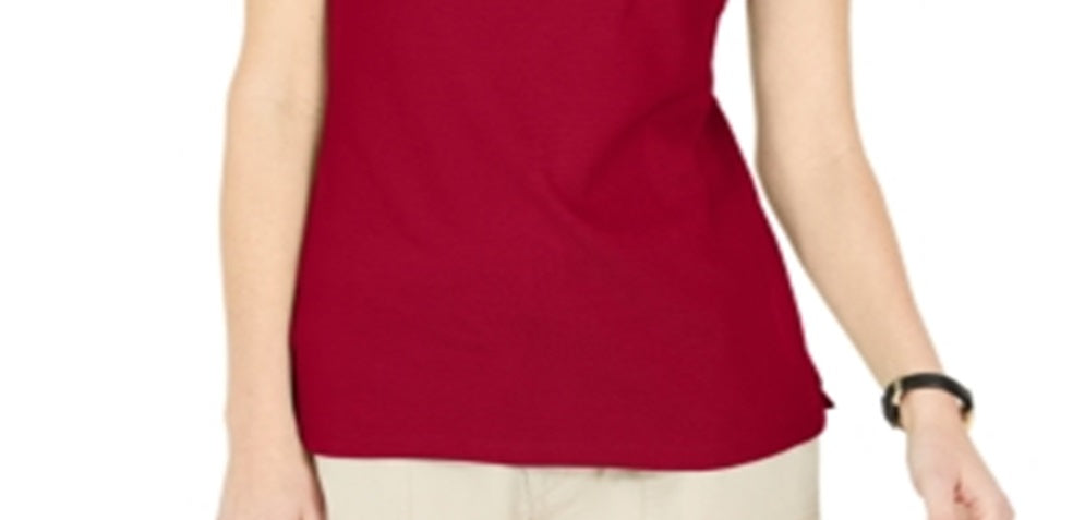 Karen Scott Women's Lace up Layered Look Top Red Size Medium