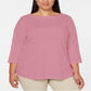 Karen Scott Women's Cotton Plus Lace Trim Top Pink Size 0X