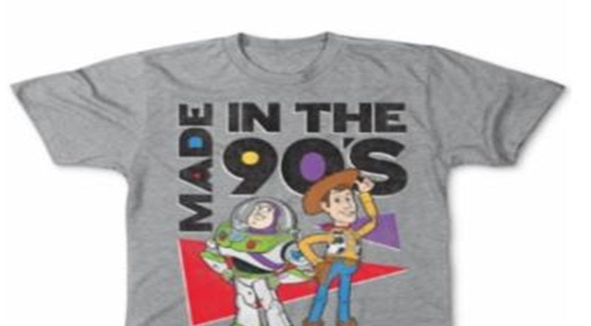 Toy Story Men's Printed Cotton Made in the 90's Graphic T-Shirt Gray Size X-Large