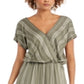 Style & Co Women's Striped V Neck Jumpsuit Green Size X-Small