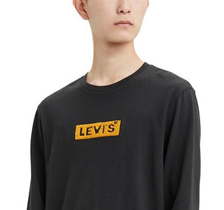 Levi's Men's Limited Collection Chenille Boxtab Long Sleeve T-Shirt Black Size X-Large