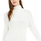 Bar III Women's Side zip Turtle Neck Short Sheath Dress White Size Large