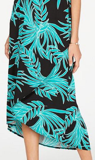 Alfani Women's Printed Tulip Hem Dress Green Size Petite L