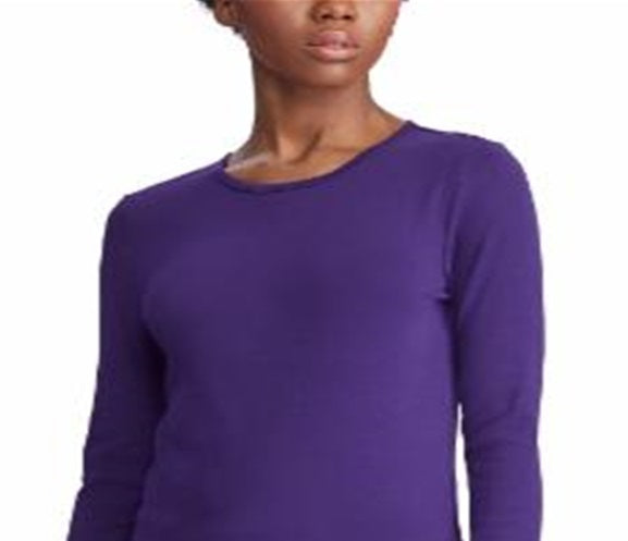 Ralph Lauren Women's Long Sleeve Stretch T-Shirt Purple Size Medium