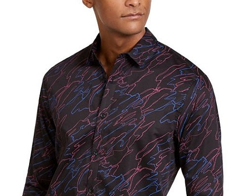 INC International Concepts Men's Abstract Scribble Sylas Shirt Black Size X-Large