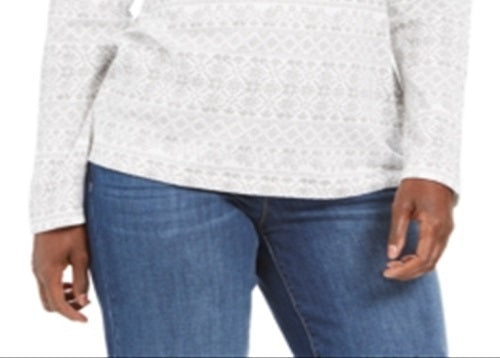 Karen Scott Women's Fair Isle Printed Mock Neck Top White Size Petite Small