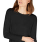 INC International Concepts Women's Knit Ribbed Pullover Top Black Size Medium