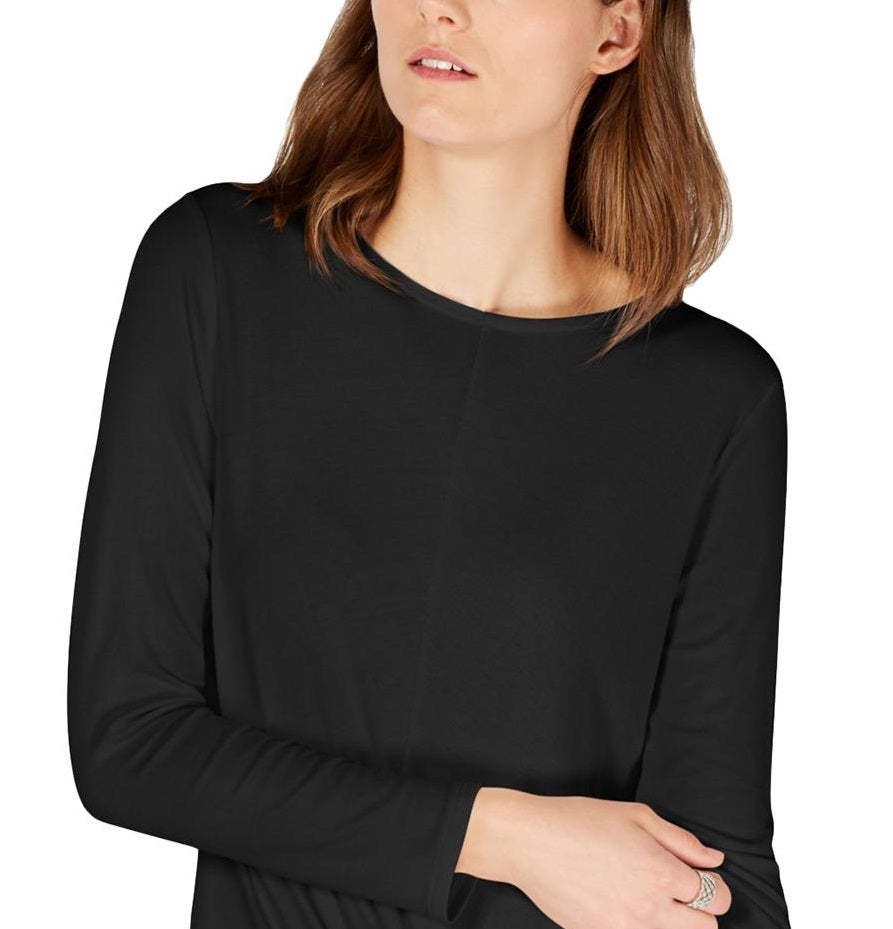 INC International Concepts Women's Knit Ribbed Pullover Top Black Size Medium