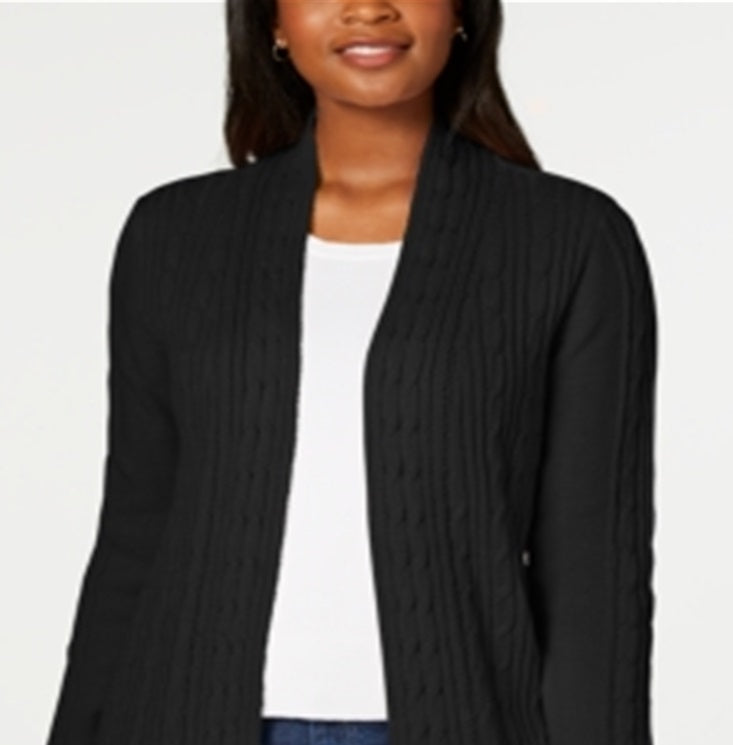 Karen Scott Women's Cable Knit Cardigan Black Size Petite XL