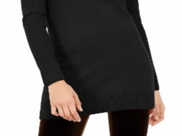 INC International Concepts Women's  Cashmere Boat-Neck Tunic Sweater  Black Size S