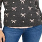 Charter Club Women's Bow Print Sweater Gray Size Petite S