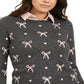 Charter Club Women's Bow Print Sweater Gray Size Petite S