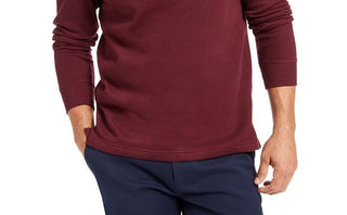 Club Room Men's Quarter Zip French Rib Pullover Sweater Red Size X-Large