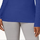 Karen Scott Women's Long Sleeve Mock-Neck Cotton Top Blue Size Petite Small