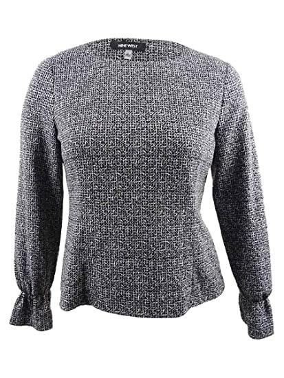 Nine West Women's Jewel Neck Top Gray Size S