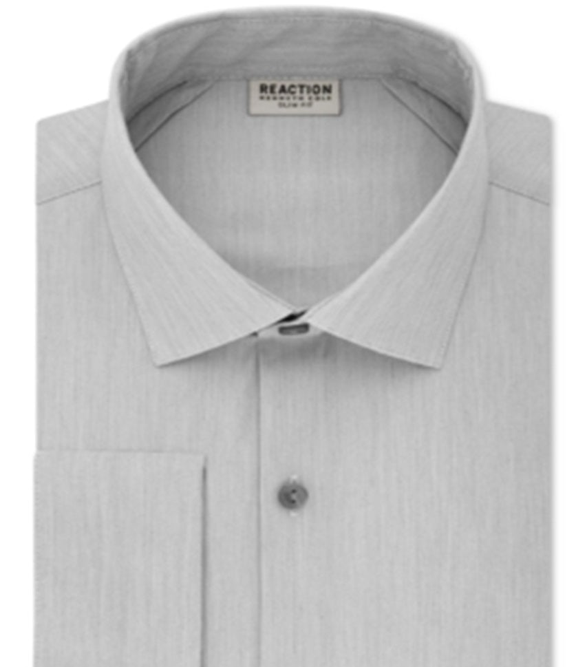Kenneth Cole Men's French Cuff Button up Dress Shirt Gray Size 34X35