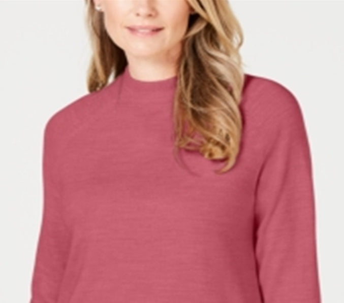 Karen Scott Women's Zip Back Mock Neck Sweater Pink Size X-Small
