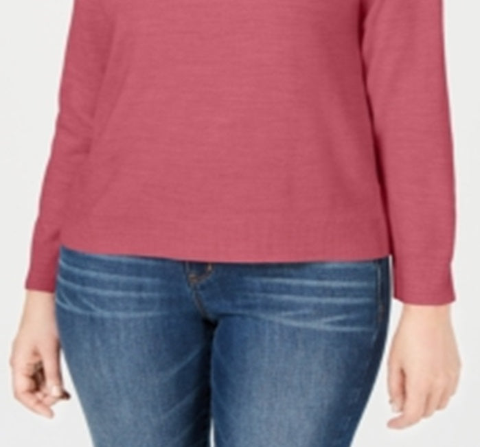 Karen Scott Women's Zip Back Mock Neck Sweater Pink Size X-Small