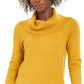 JM Collection Women's Zip Pocket Cowlneck Sweater Yellow Size Petite Extra Large