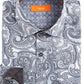 Tallia Men's Slim Fit Performance Stretch Paisley Dress Shirt Gray Size 16.5x32-33