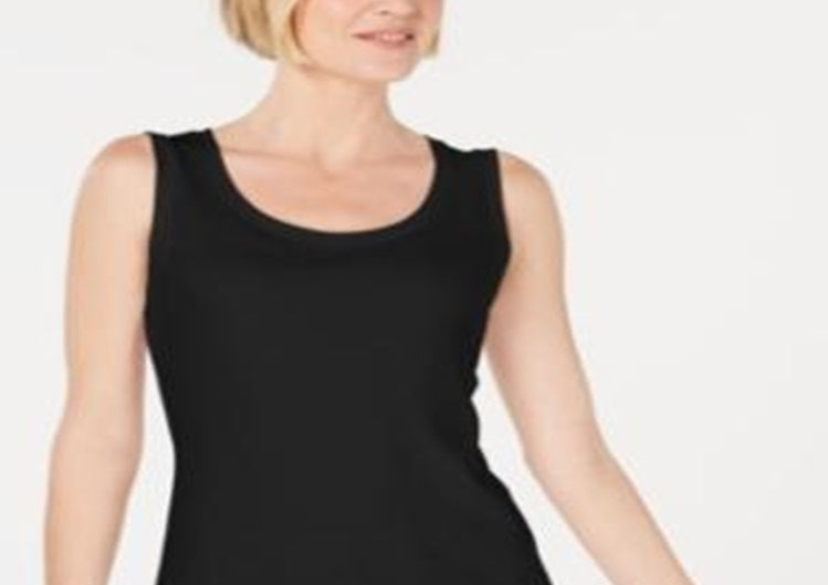 Karen Scott Women's Sleeveless Scoop Neck Tank Top Black Size Large