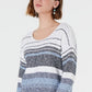 Style & Co Women's Striped Drop Shoulder Sweater Blue Size XX-Large
