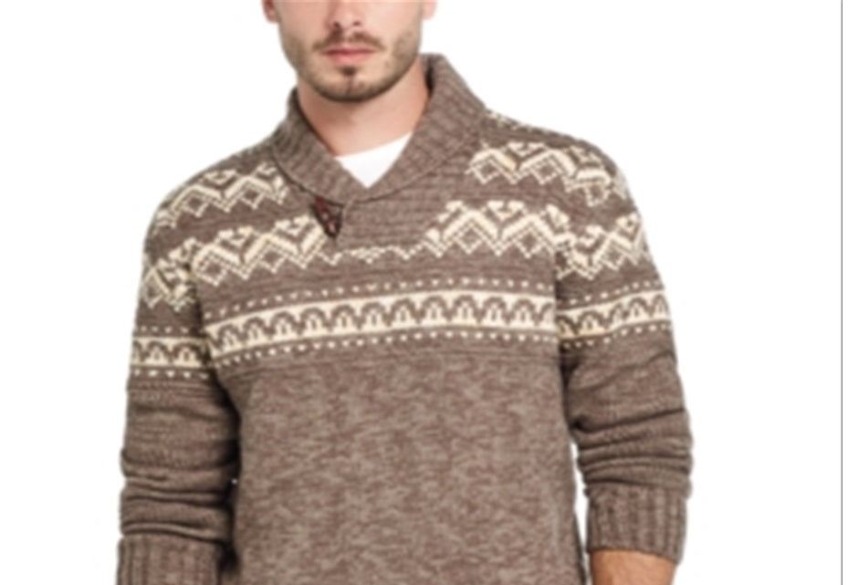 Weatherproff Vintage Men's Sweater Shawl Collar Marled Knit Green Size Large