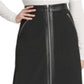 DKNY Women's Skirt Faux Leather Trim MIDI Black Size 2