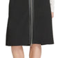 DKNY Women's Skirt Faux Leather Trim MIDI Black Size 2
