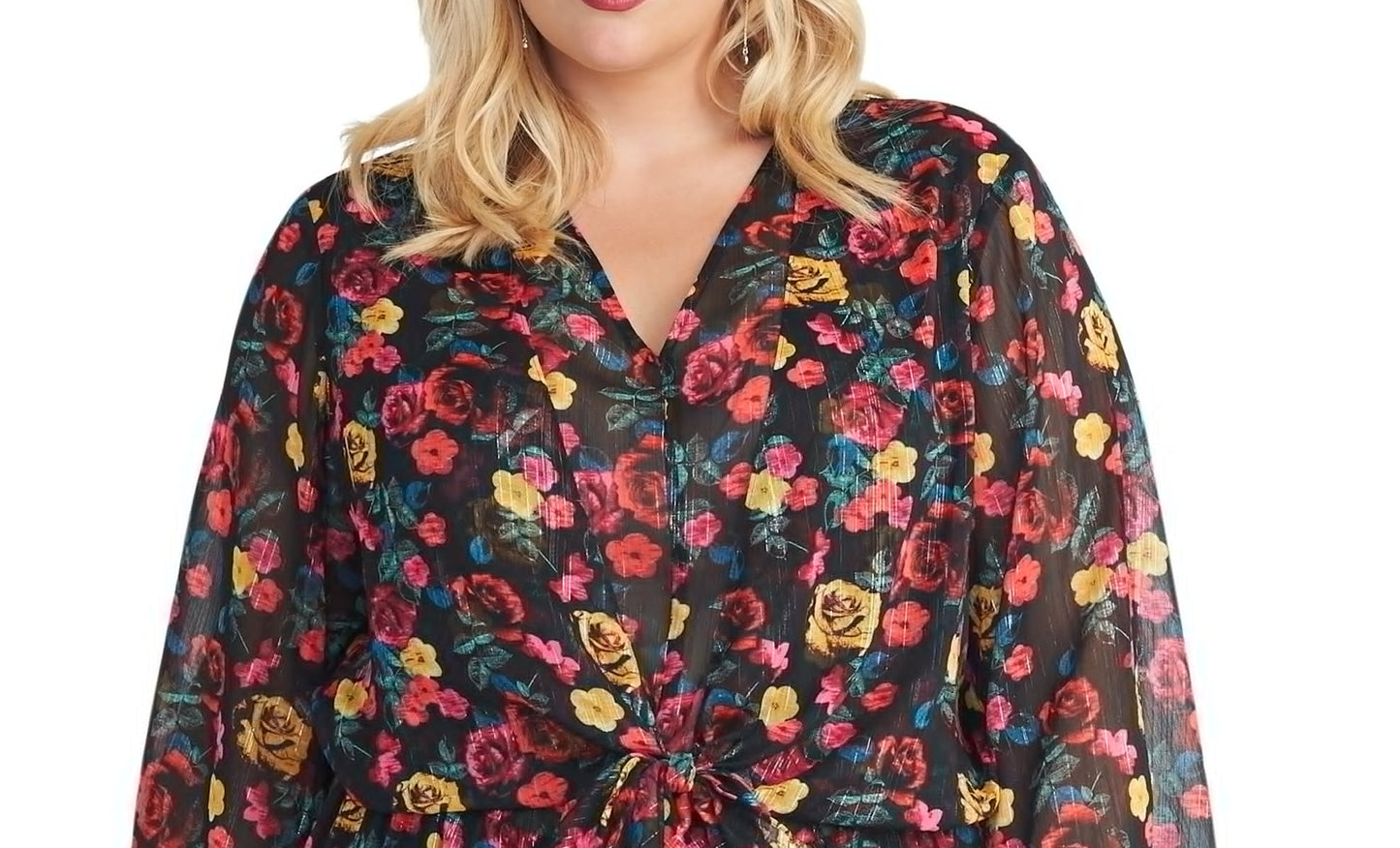 Rachel Roy Women's Trendy Plus Emma Floral Print Dress Black Size 1X