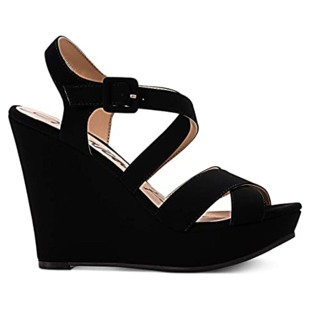 American Rag Women's Rachey Fabric Open Toe Casual Platform Sandals Black- Size 10 M