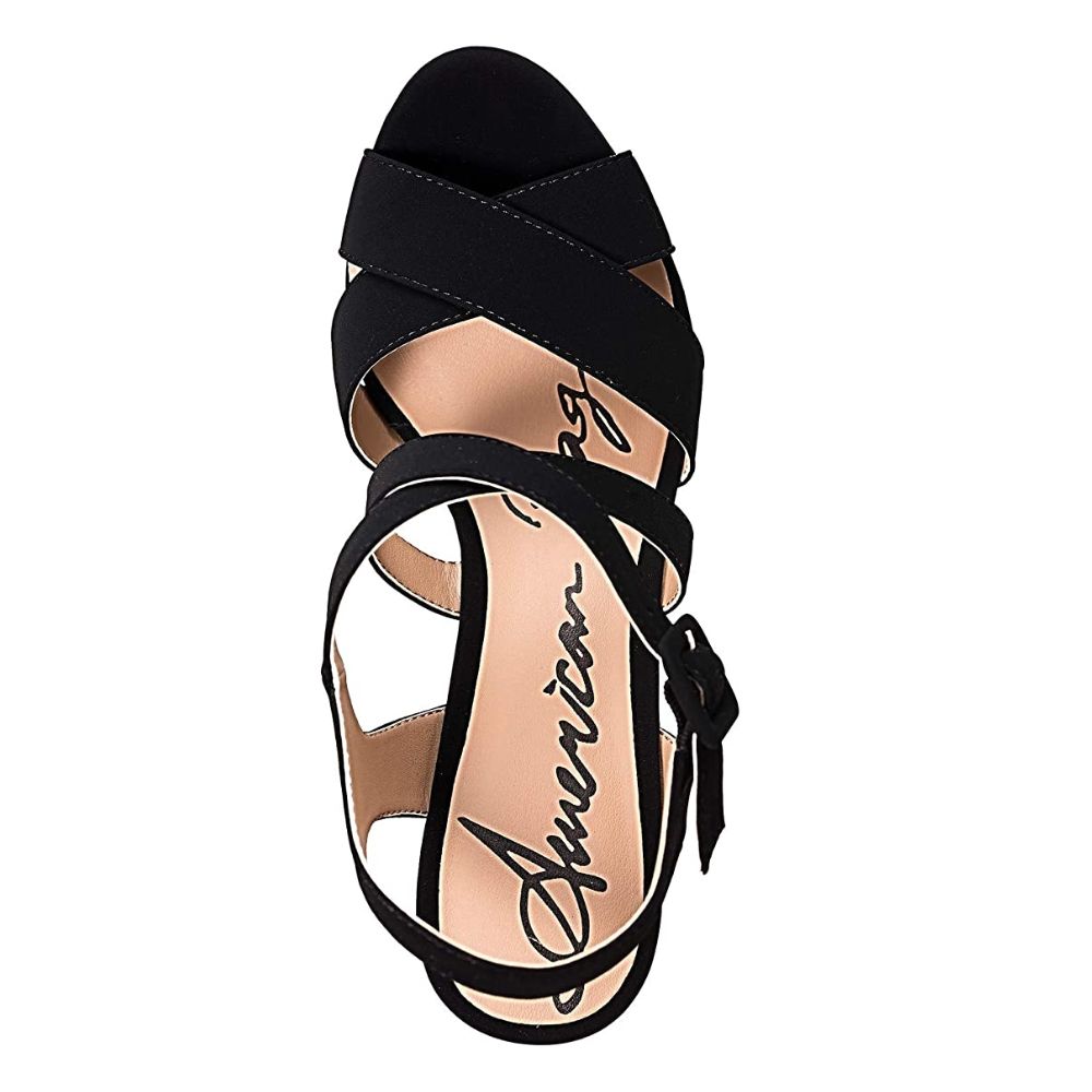 American Rag Women's Rachey Fabric Open Toe Casual Platform Sandals Black- Size 10 M