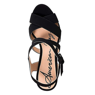 American Rag Women's Rachey Fabric Open Toe Casual Platform Sandals Black- Size 10 M