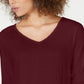 Style & Co Women's Long Sleeve V Neck Blouse Wine Size PP